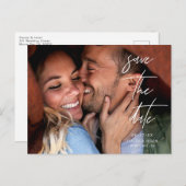 写真モダン日付の保結婚存 案内ポストカード (正面/裏面)