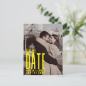 写真モダン日付の発結婚表を保存 ポストカード (スタンド正面)