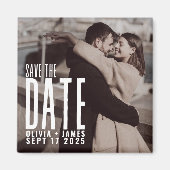 写真モダン日付の発結婚表を保存 マグネット (正面)
