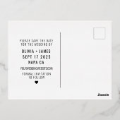 写真モダン日付の発結婚表を保存 箔シーズンポストカード (裏面)