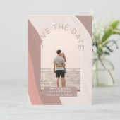 写真モダン日付を保存結婚する サンキューカード (スタンド正面)