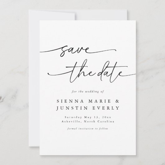 写真モダン日付エレガントカードの保存 招待状 (正面)