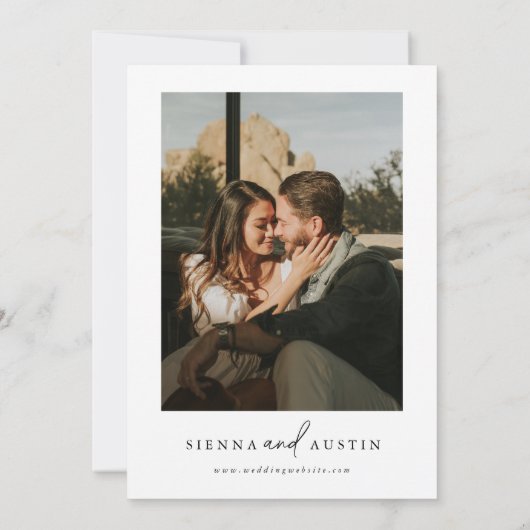 写真モダン日付エレガントカードの保存 招待状 (裏面)