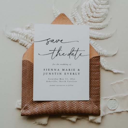 写真モダン日付エレガントカードの保存 招待状