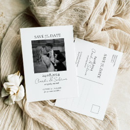 写真モダン日付スクリプトのポストカ結婚ードを保存 案内ポストカード