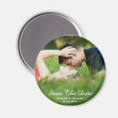 写真モダン日付マグネットを保存 マグネット (正面/裏面)