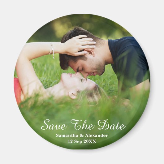 写真モダン日付マグネットを保存 マグネット (正面)