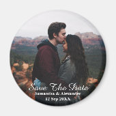 写真モダン日付マグネットを保存 マグネット (正面)