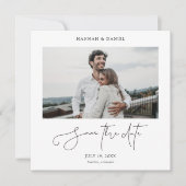 写真モダン日付結婚式招待状カードの保存 セーブザデート (正面)