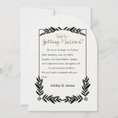 写真モダン日付金ゴールドスクリプトの保存 招待状 (裏面)