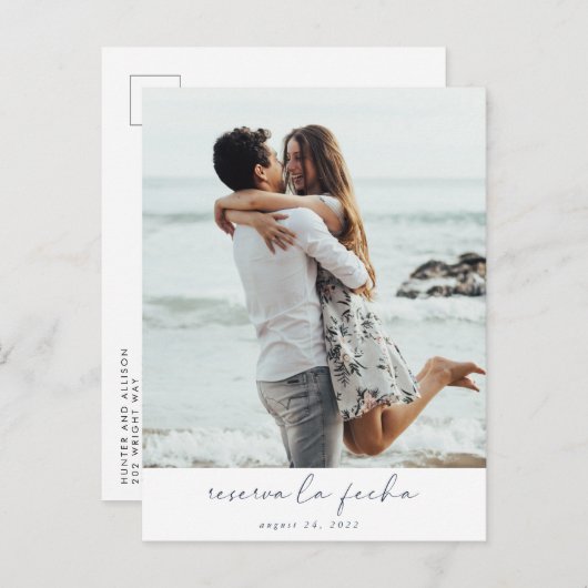 写真モダン日付PostCardを保存 案内ポストカード (正面/裏面)