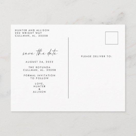 写真モダン日付PostCardを保存 案内ポストカード (裏面)