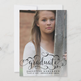 写真モダン書の卒業発表 案内状