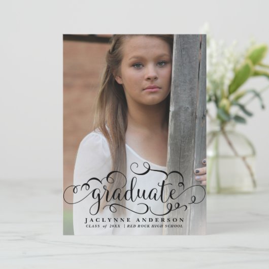 写真モダン書の卒業発表 案内状 (スタンド正面)