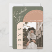 写真モダン書はっきりした法イスラム卒業 招待状 (正面)