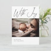 写真モダン書カスタマイズ色の誕生 案内状 (スタンド正面)