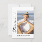 写真モダン書スクリプト悔やみや弔慰葬儀 サンキューカード (正面)