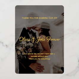 写真モダン書結婚サンキューカード 箔招待状