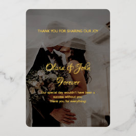 写真モダン書結婚サンキューカード 箔招待状