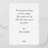 写真モダン書結婚サンキューカード 箔招待状 (裏面)