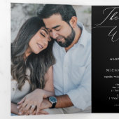 写真モダン書道オールインワンウェディング招待 三つ折りプログラム (内部最初)