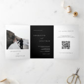 写真モダン書道オールインワンブラック結婚ズ 三つ折り招待状 (内部)
