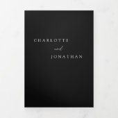 写真モダン書道オールインワンブラック結婚ズ 三つ折り招待状 (カバー)