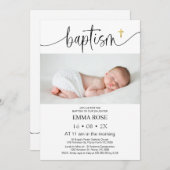 写真モダン書道バプテスマ 招待状 (正面/裏面)