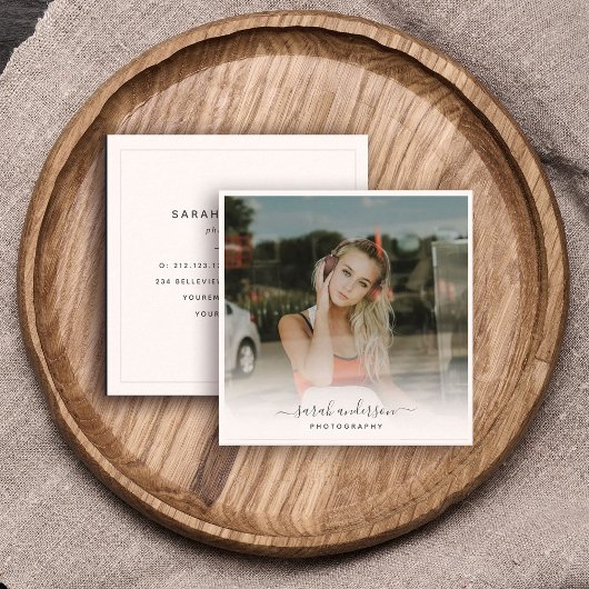 写真モダン書道台本トレンディー スクエア名刺