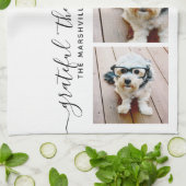 写真モダン書道感謝賛美心 キッチンタオル (折り畳み)