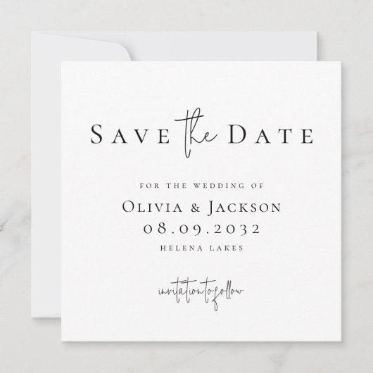 写真モダン書道結婚の セーブザデート (正面)