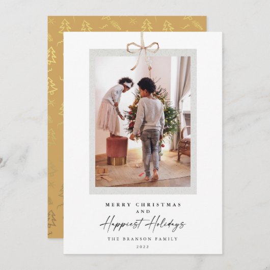 写真モダン最高に幸せなクリスマス シーズンカード (正面/裏面)