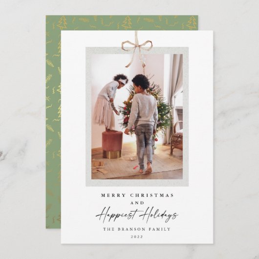 写真モダン最高に幸せなクリスマス シーズンカード (正面/裏面)