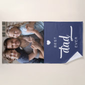 写真モダン最高のパパEver Blue ビーチタオル (正面)