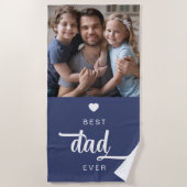 写真モダン最高のパパEver Blue ビーチタオル (正面)