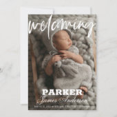 写真モダン歓迎の誕生のお知らせ 招待状 (正面)