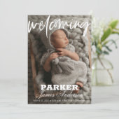 写真モダン歓迎の誕生のお知らせ 招待状 (スタンド正面)