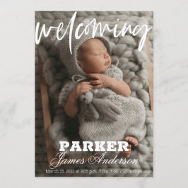 写真モダン歓迎の誕生のお知らせ 招待状