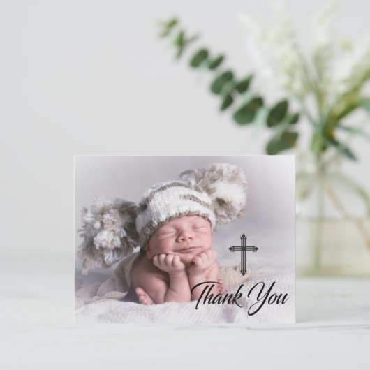 写真モダン洗礼ありがとう ポストカード (スタンド正面)