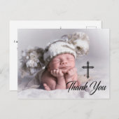 写真モダン洗礼ありがとう ポストカード (正面/裏面)
