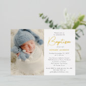 写真モダン洗礼金ゴールド 箔招待状 (立ち正面)