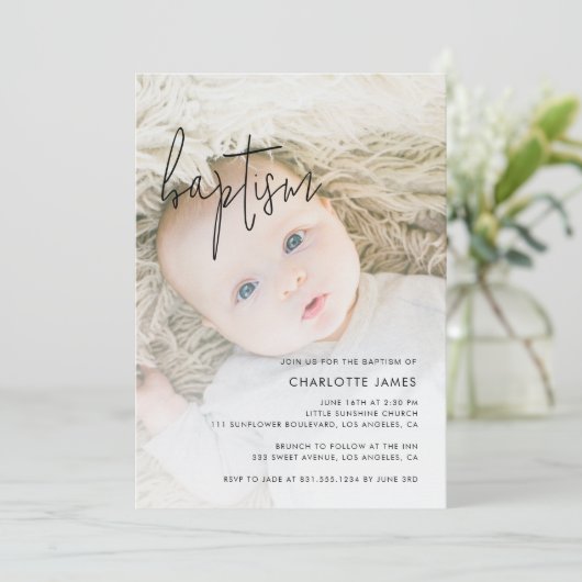 写真モダン洗礼 招待状 (スタンド正面)