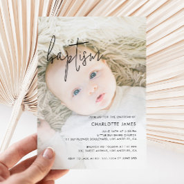 写真モダン洗礼 招待状