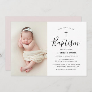 写真モダン洗礼 招待状