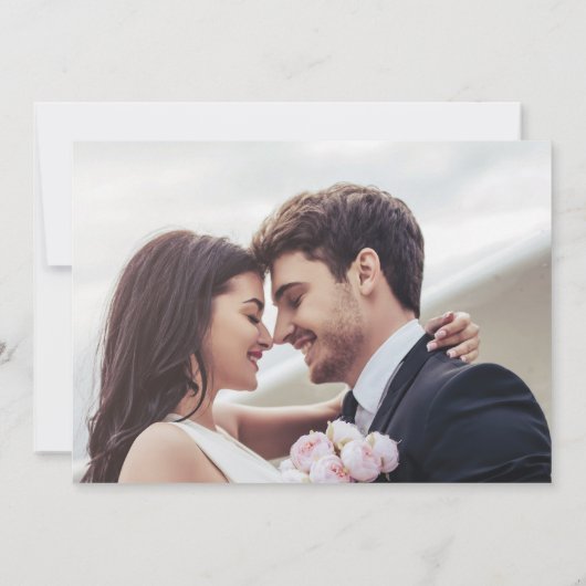 写真モダン無料ドリンク日付カードを保存 セーブザデート (裏面)