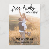 写真モダン無料ドリンク結婚式の日付を保存 案内ポストカード (正面)