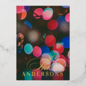 写真モダン父メリークリスマス勾配 箔シーズンカード (正面)