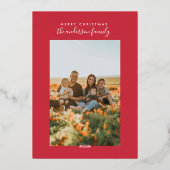 写真モダン父メリークリスマス勾配 箔シーズンカード (裏面)