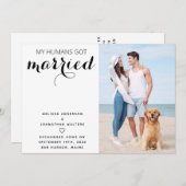 写真モダン犬の結婚駆け落ち告知 セーブザデート (正面/裏面)