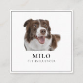 写真モダン犬PETソーシャルメディQRコード スクエア名刺 (正面)